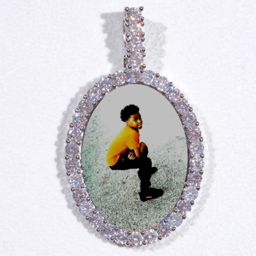 Large 3D Oval Custom Picture Pendant