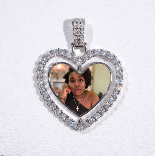 3D Spinning 2-Faced Heart Custom Picture Pendant