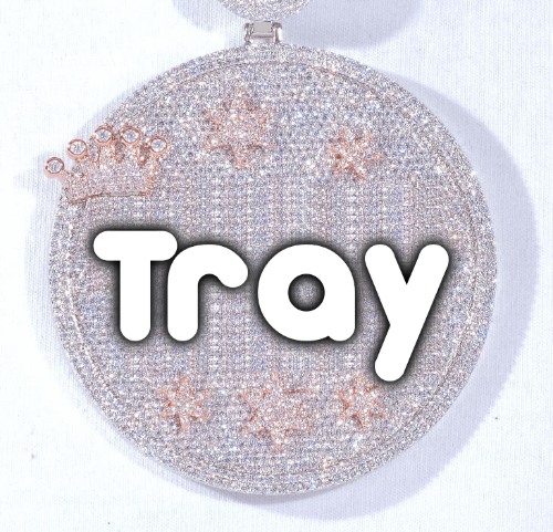 CUSTOM LETTER NECKLACE 3D BIG CROWN DISC