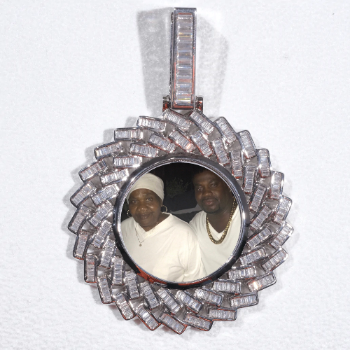 Large 3D Baguette Custom Picture Pendant