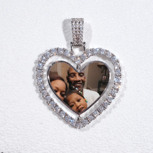 3D Spinning 2-Faced Heart Custom Picture Pendant