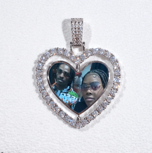 3D Spinning 2-Faced Heart Custom Picture Pendant