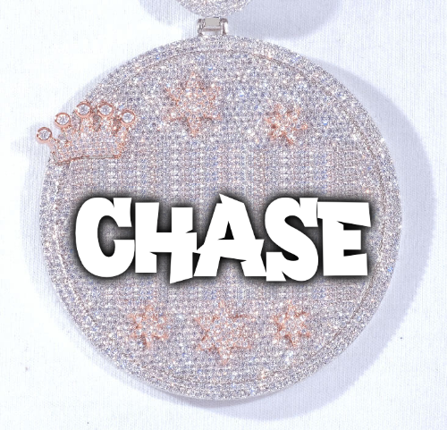 CUSTOM LETTER NECKLACE 3D BIG CROWN DISC