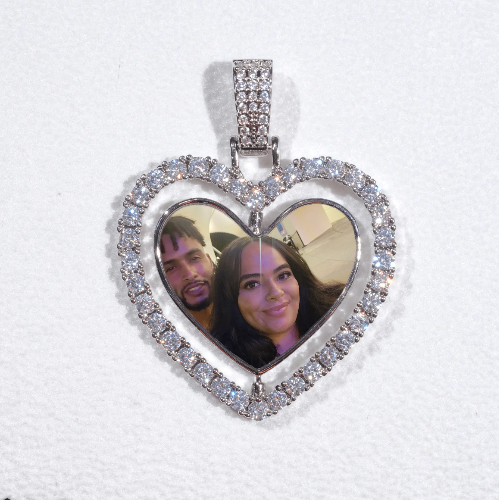 3D Spinning 2-Faced Heart Custom Picture Pendant
