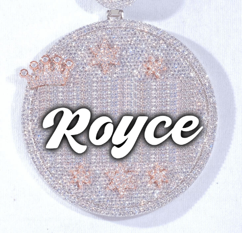 CUSTOM LETTER NECKLACE 3D BIG CROWN DISC