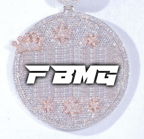 CUSTOM LETTER NECKLACE 3D BIG CROWN DISC