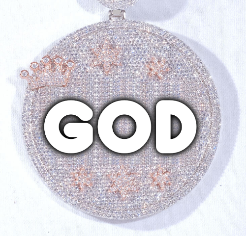 CUSTOM LETTER NECKLACE 3D BIG CROWN DISC