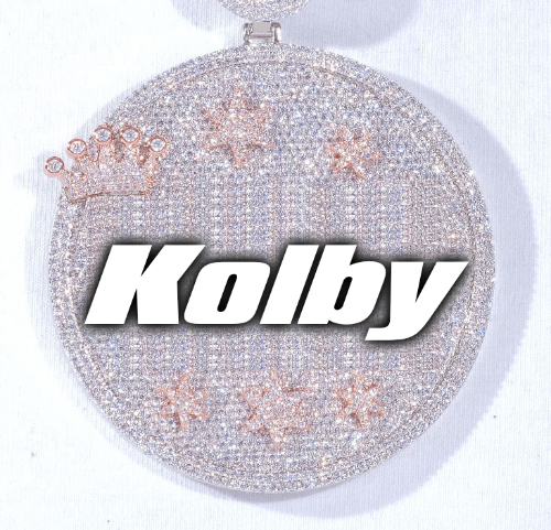 CUSTOM LETTER NECKLACE 3D BIG CROWN DISC