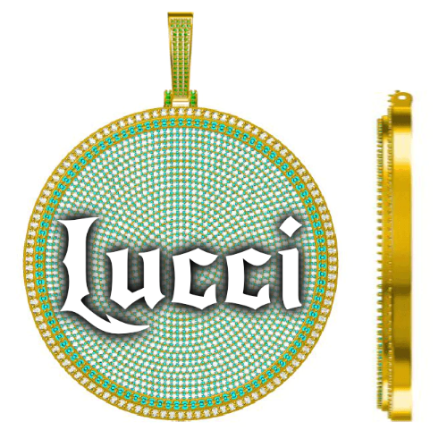 CUSTOM LETTER NECKLACE 3D BIG DISC