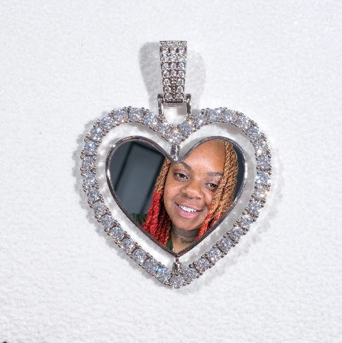 3D Spinning 2-Faced Heart Custom Picture Pendant