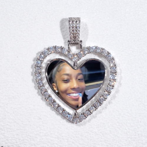 3D Spinning 2-Faced Heart Custom Picture Pendant