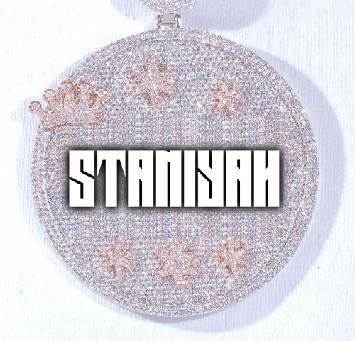 CUSTOM LETTER NECKLACE 3D BIG CROWN DISC