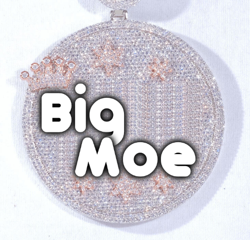 CUSTOM LETTER NECKLACE 3D BIG CROWN DISC