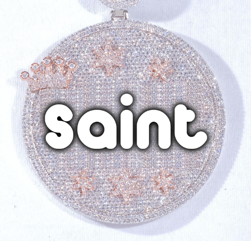CUSTOM LETTER NECKLACE 3D BIG CROWN DISC