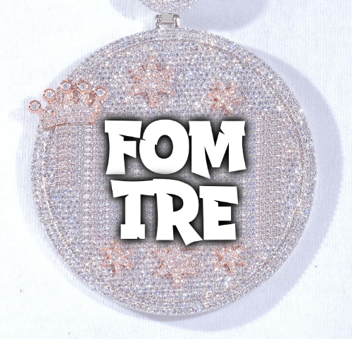 CUSTOM LETTER NECKLACE 3D BIG CROWN DISC