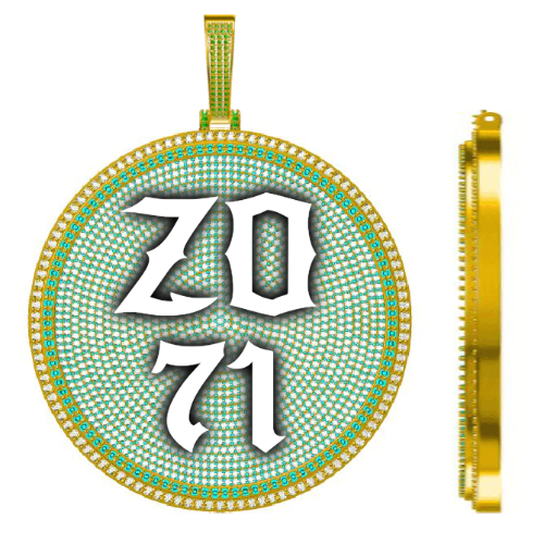 CUSTOM LETTER NECKLACE 3D BIG DISC