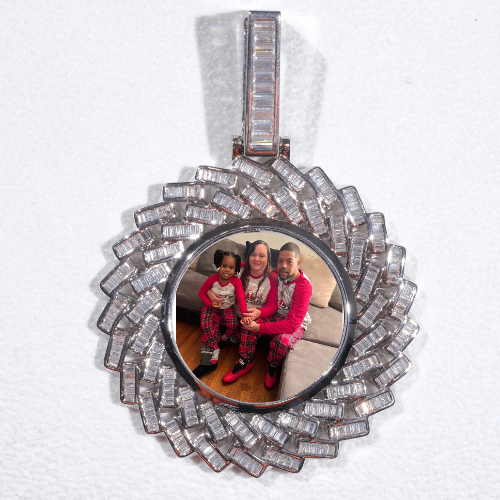 Large 3D Baguette Custom Picture Pendant