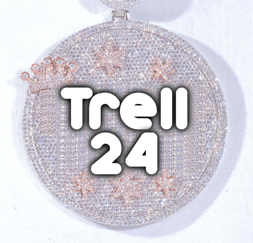 CUSTOM LETTER NECKLACE 3D BIG CROWN DISC