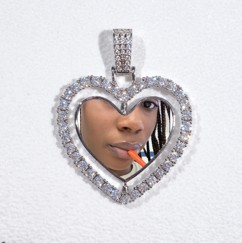 3D Spinning 2-Faced Heart Custom Picture Pendant