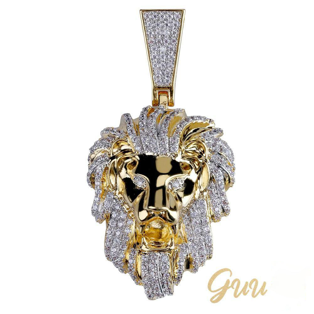 23mm Gold-Plated Micro-inlay Zircon # Lion Head # Rapper Chain - The GUU Shop