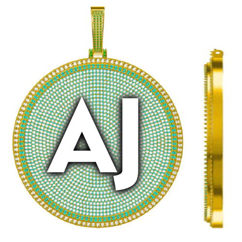 CUSTOM LETTER NECKLACE 3D BIG DISC
