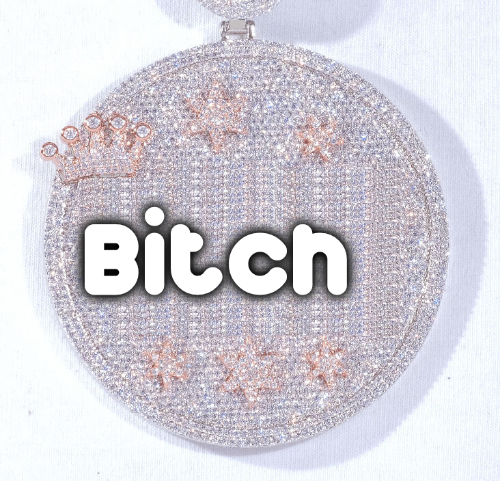 CUSTOM LETTER NECKLACE 3D BIG CROWN DISC