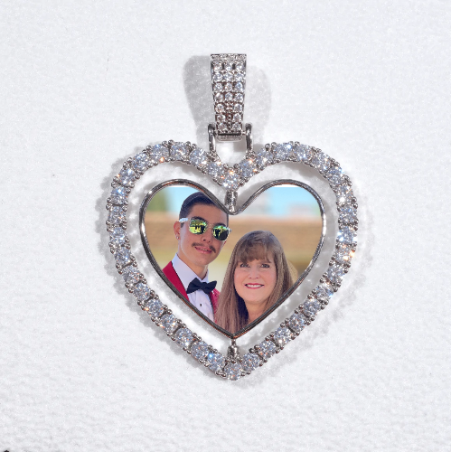 3D Spinning 2-Faced Heart Custom Picture Pendant