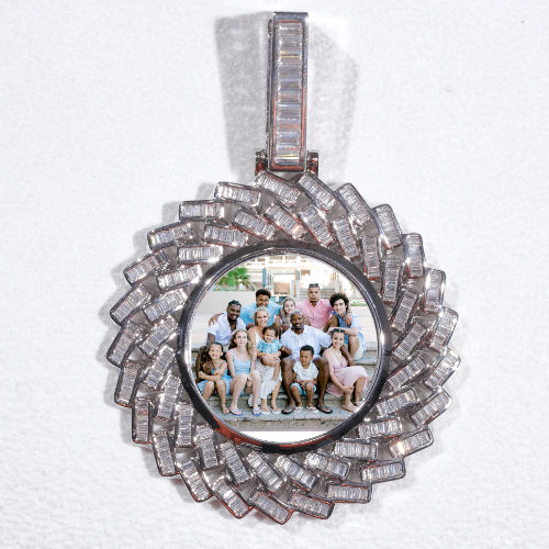 Large 3D Baguette Custom Picture Pendant