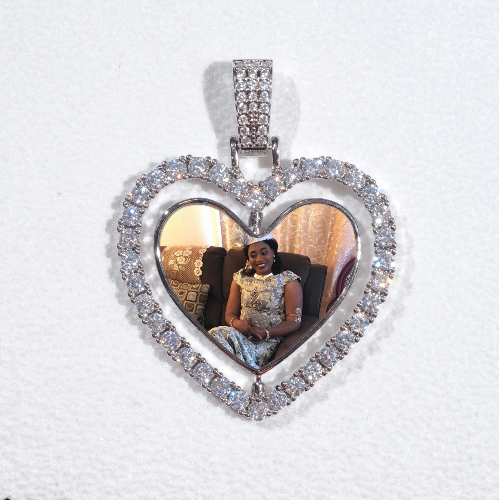 3D Spinning 2-Faced Heart Custom Picture Pendant