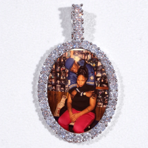 Large 3D Oval Custom Picture Pendant