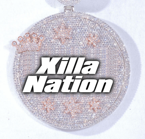 CUSTOM LETTER NECKLACE 3D BIG CROWN DISC
