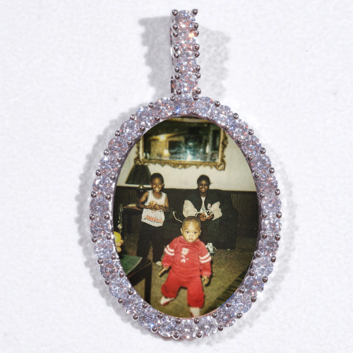 Large 3D Oval Custom Picture Pendant