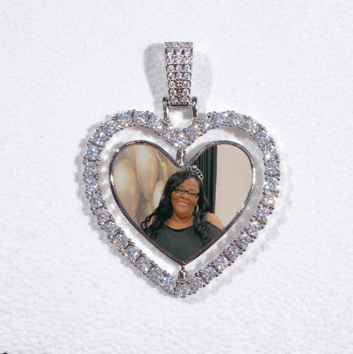 3D Spinning 2-Faced Heart Custom Picture Pendant