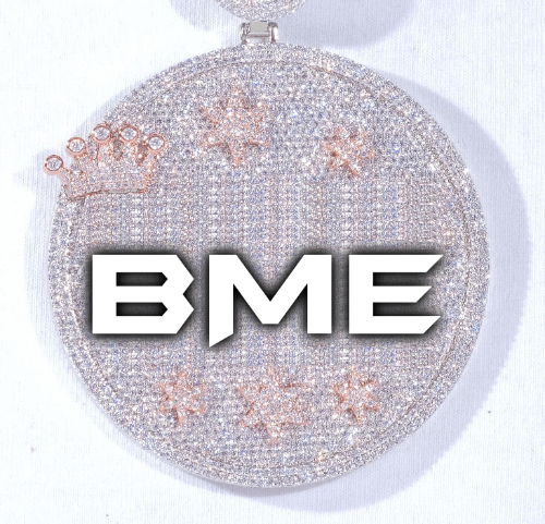 CUSTOM LETTER NECKLACE 3D BIG CROWN DISC