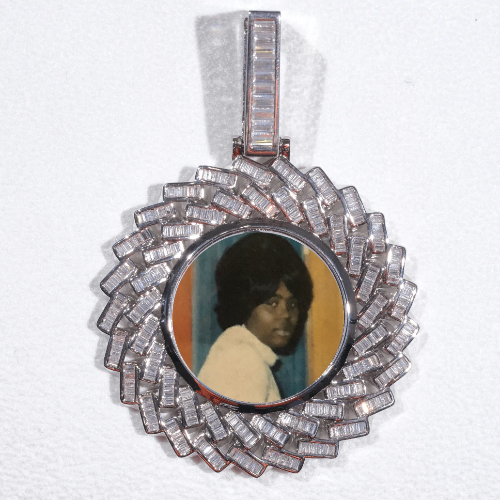 Large 3D Baguette Custom Picture Pendant