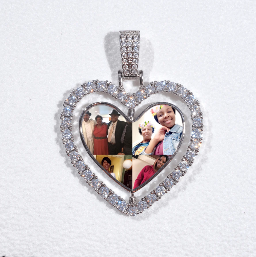 3D Spinning 2-Faced Heart Custom Picture Pendant