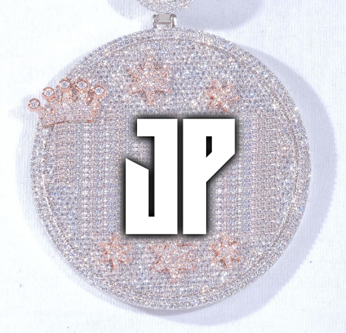 CUSTOM LETTER NECKLACE 3D BIG CROWN DISC