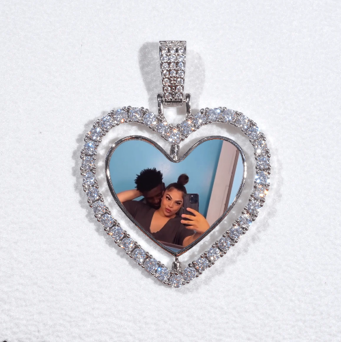3D Spinning 2-Faced Heart Custom Picture Pendant