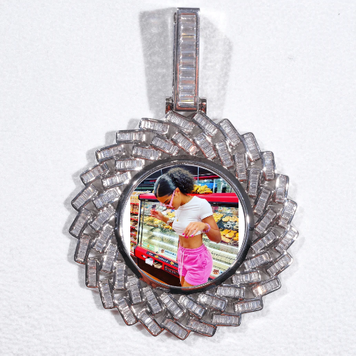 Large 3D Baguette Custom Picture Pendant