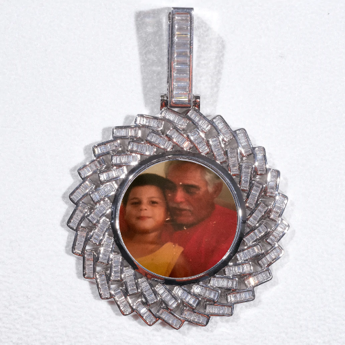 Large 3D Baguette Custom Picture Pendant