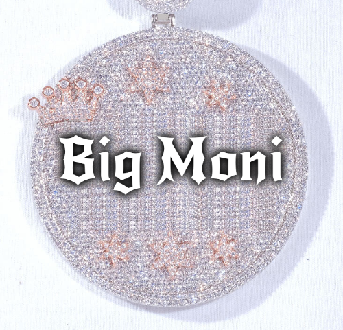 CUSTOM LETTER NECKLACE 3D BIG CROWN DISC