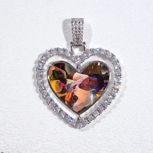 3D Spinning 2-Faced Heart Custom Picture Pendant
