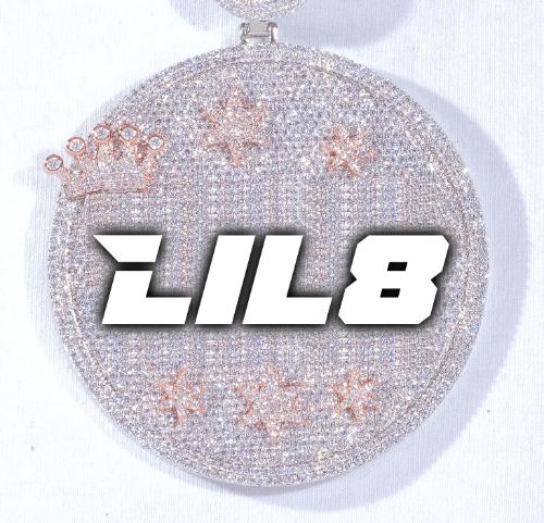 CUSTOM LETTER NECKLACE 3D BIG CROWN DISC