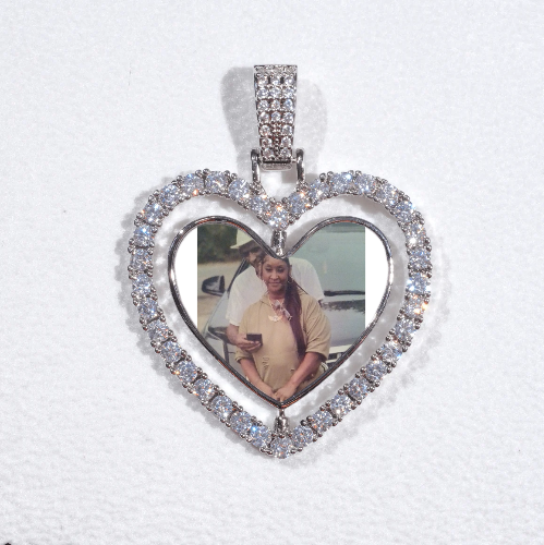 3D Spinning 2-Faced Heart Custom Picture Pendant