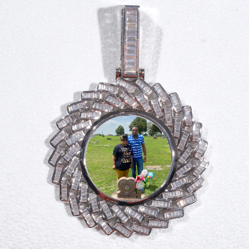 Large 3D Baguette Custom Picture Pendant