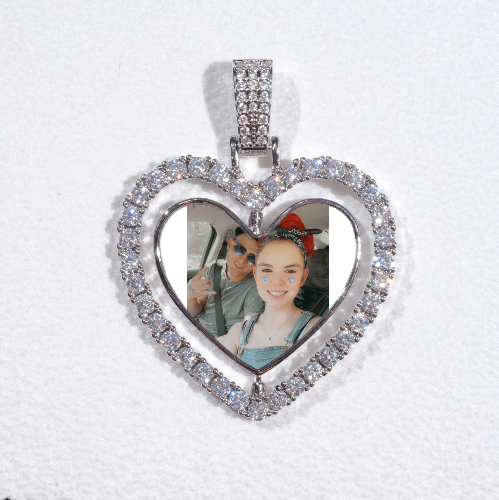 3D Spinning 2-Faced Heart Custom Picture Pendant