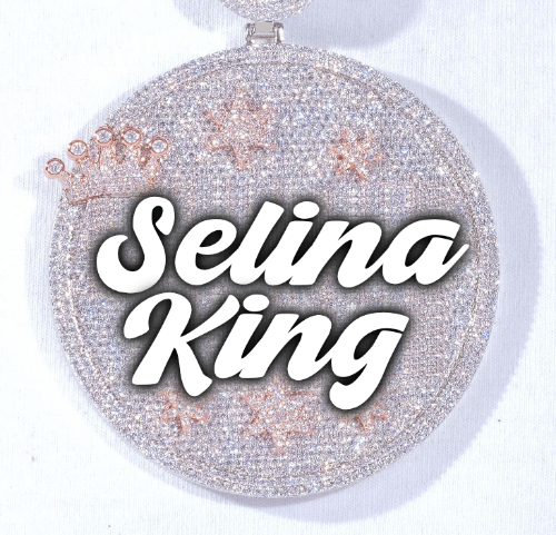 CUSTOM LETTER NECKLACE 3D BIG CROWN DISC