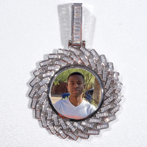Large 3D Baguette Custom Picture Pendant