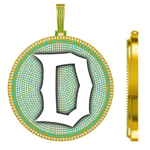 CUSTOM LETTER NECKLACE 3D BIG DISC