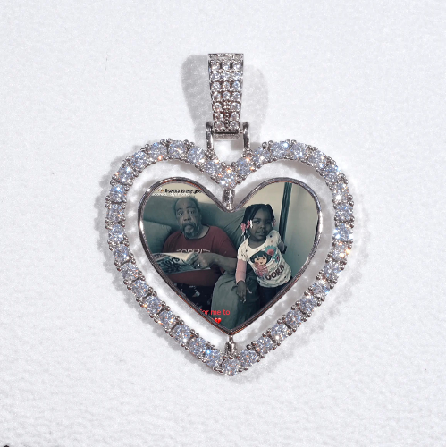 3D Spinning 2-Faced Heart Custom Picture Pendant